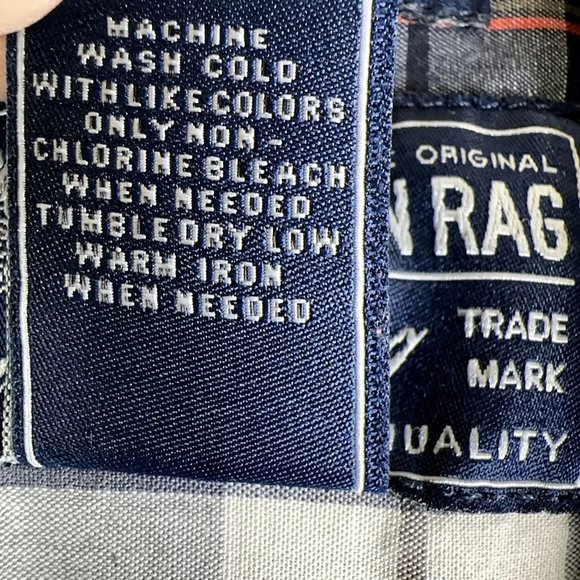 American Rag Mens Shirt Small Button Up Long Sleeves Blue Red Brown Plaid EUC - Picture 5 of 8